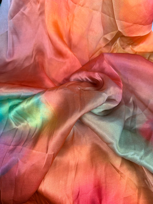 Digital Printed Rayon & Bamberg Charmeuse - Multicolor Aura