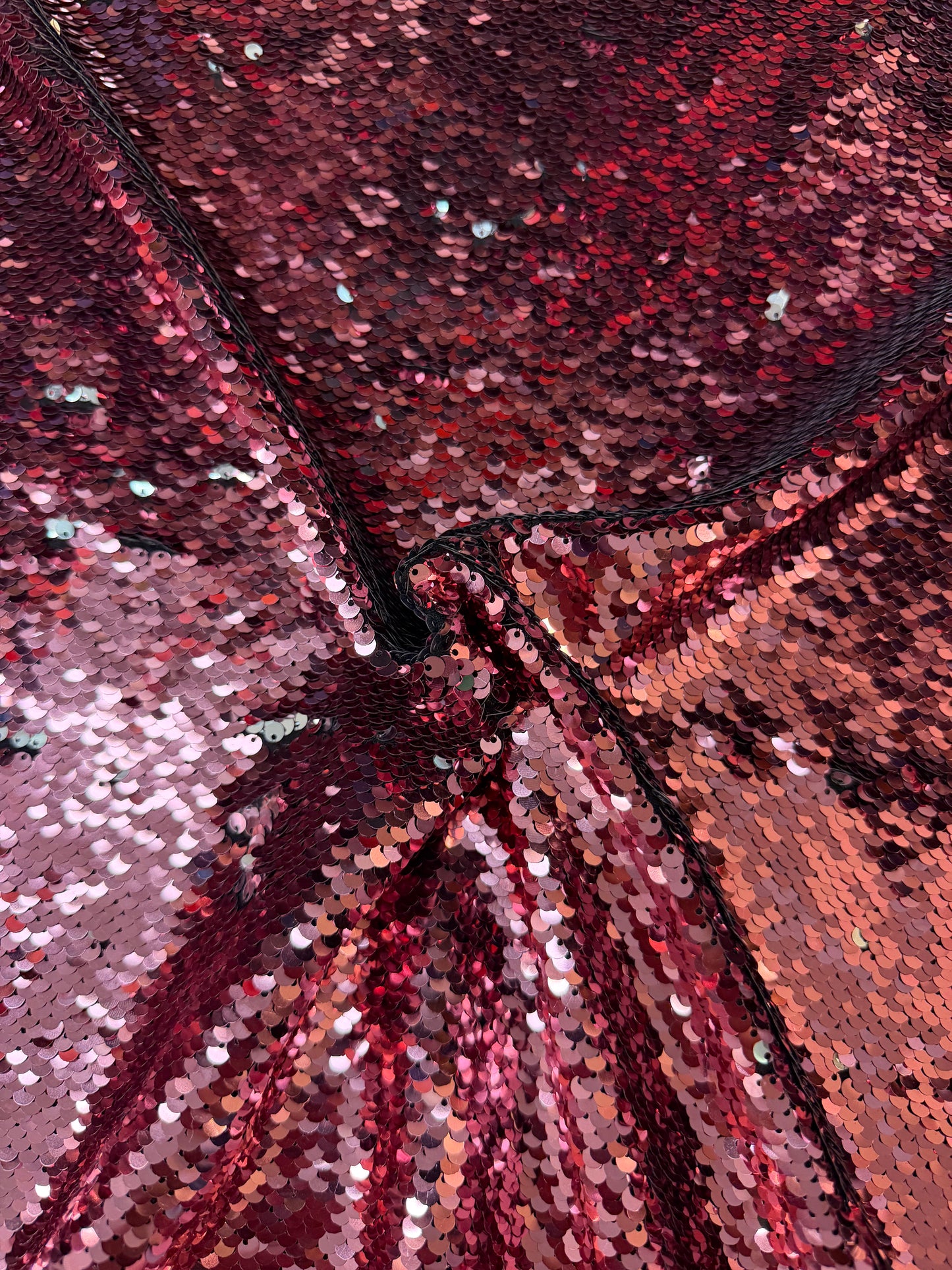 Sequin Stretch Mesh - Pink & Silver