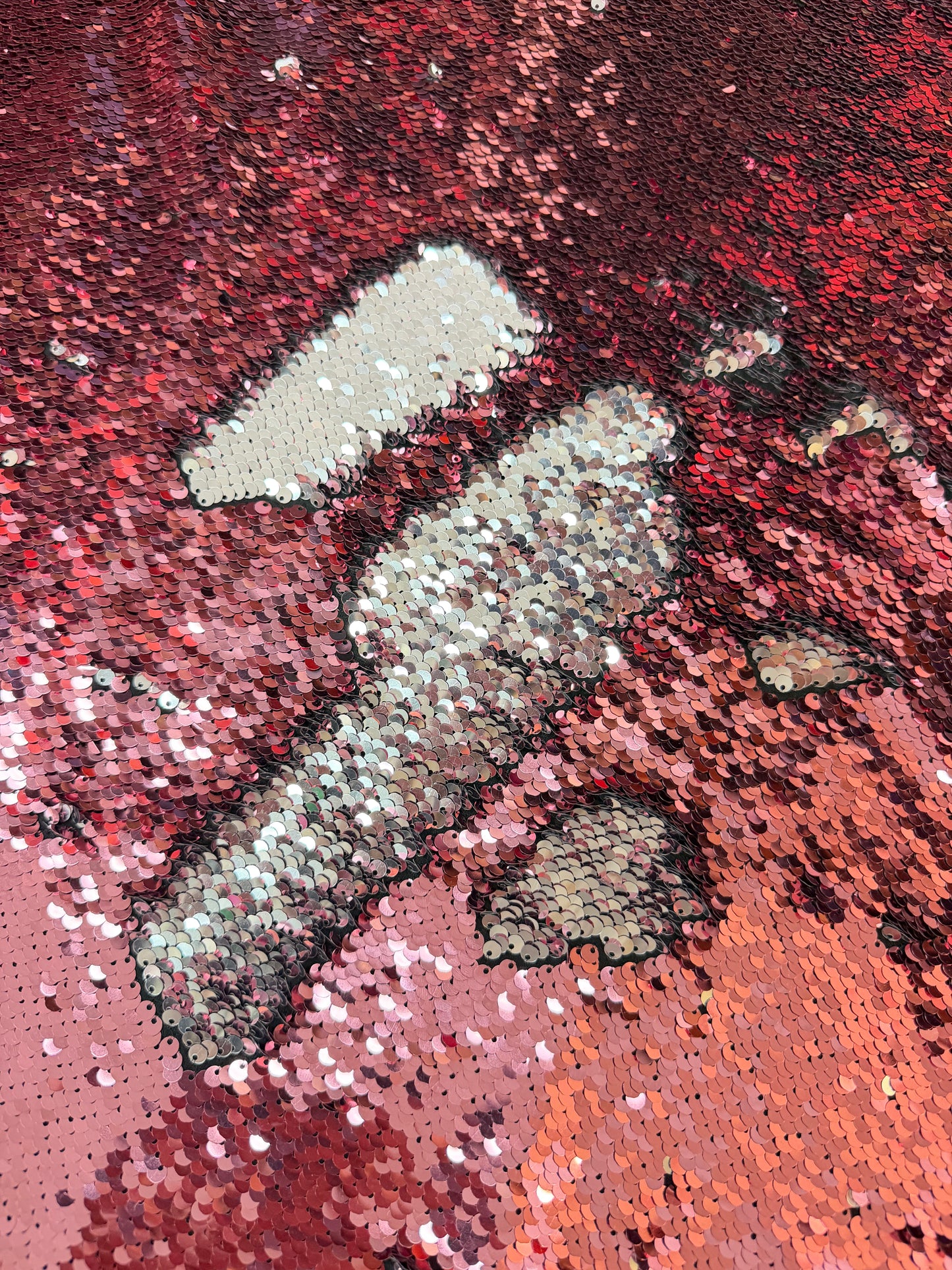 Sequin Stretch Mesh - Pink & Silver