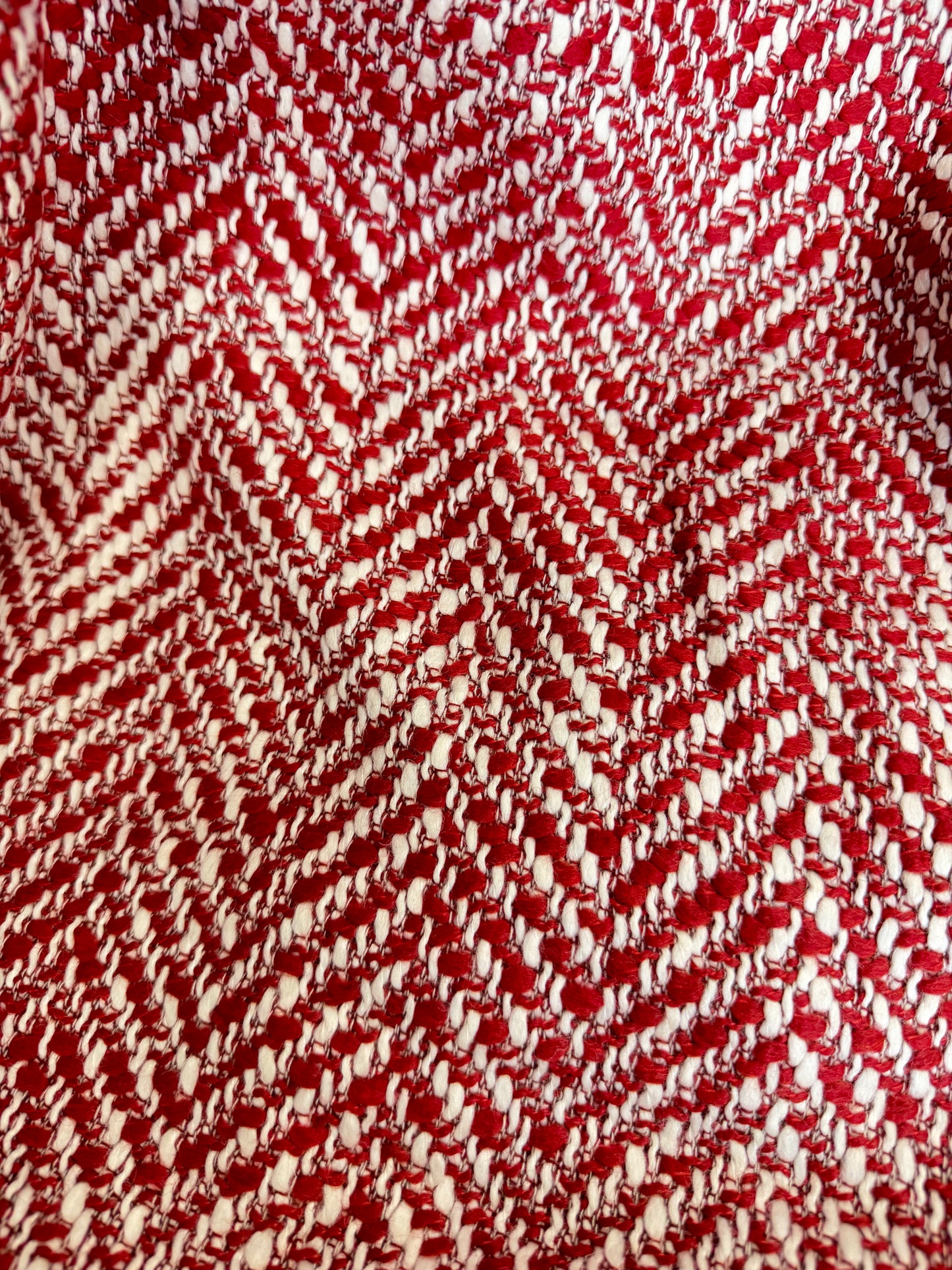 Heritage Label Italian Wool Boucle - Red & White Herringbone
