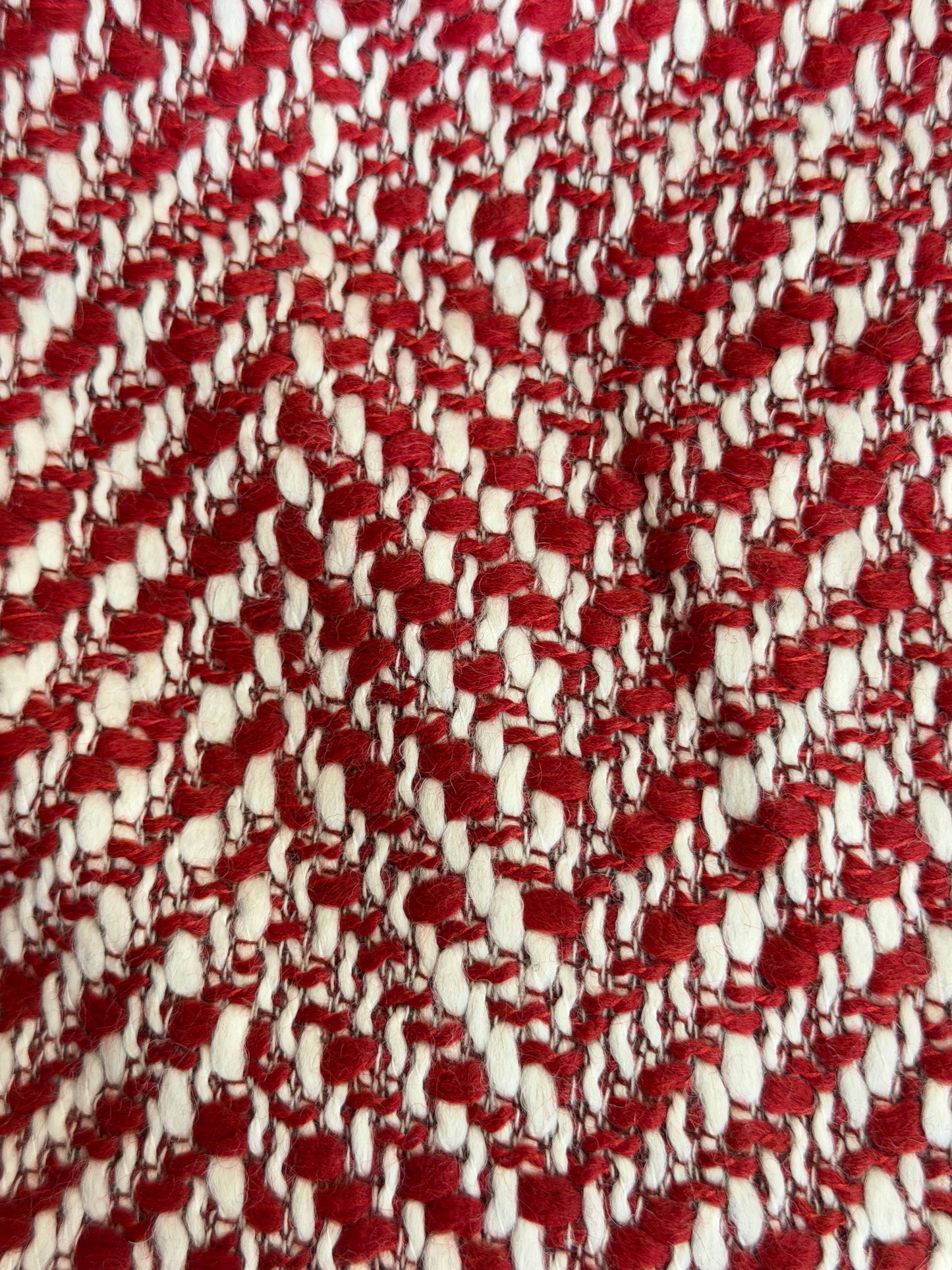 Heritage Label Italian Wool Boucle - Red & White Herringbone