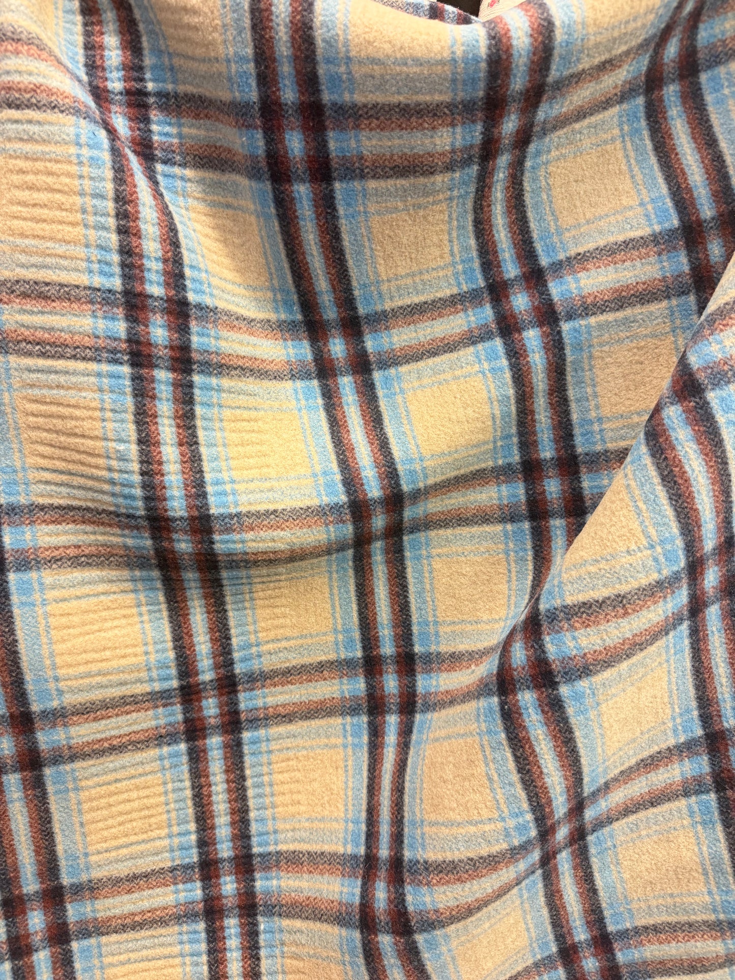 Heritage Label - Italian Double Face Wool - Tan & Blue Plaid