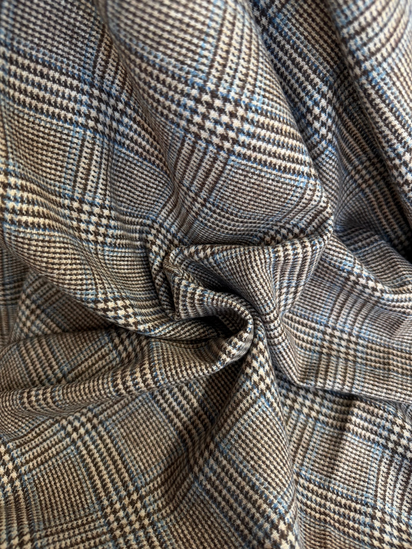 Heritage Label - Italian Plaid Wool Flannel Suiting - Brown, Tan & Blue