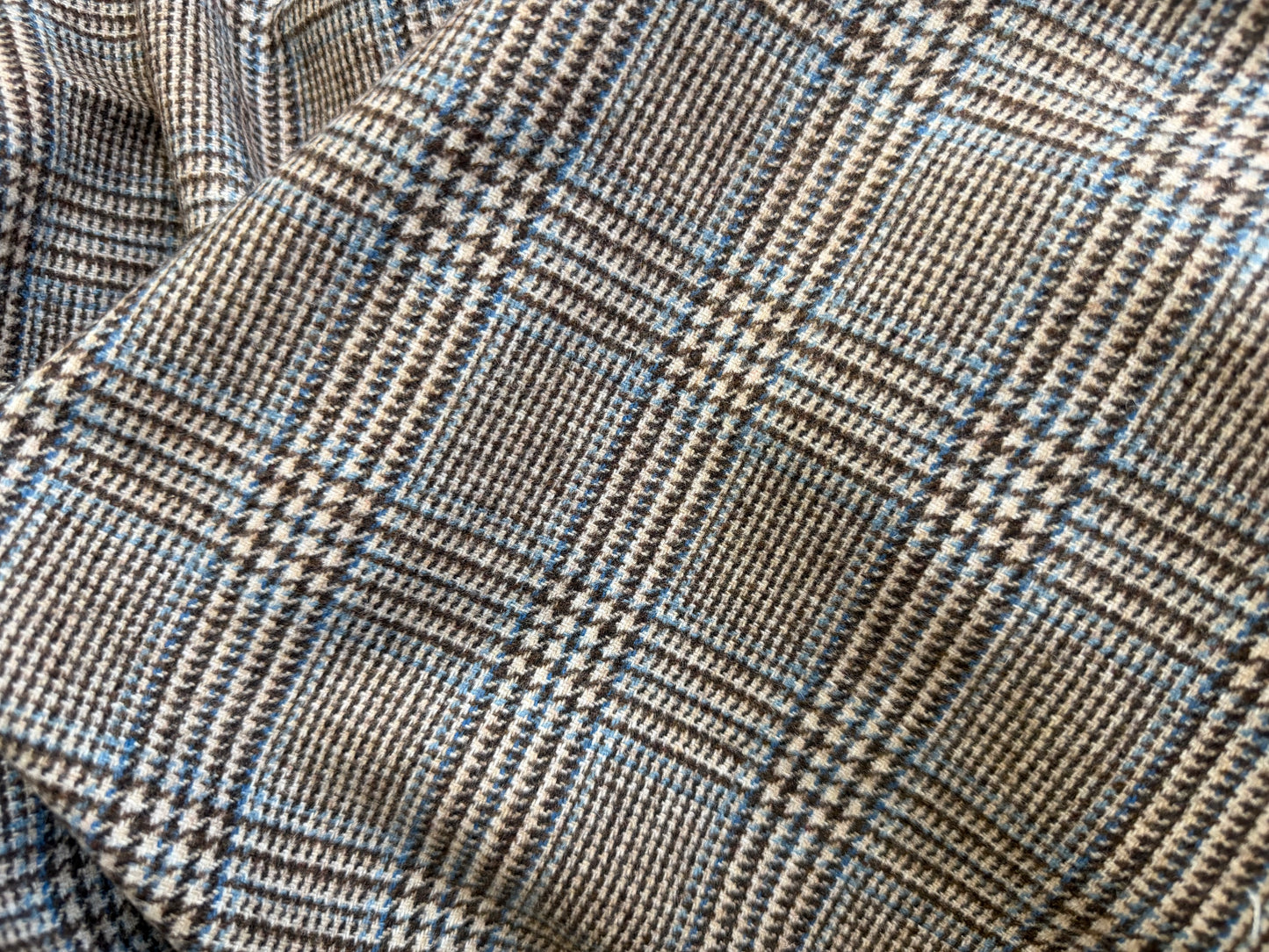 Heritage Label - Italian Plaid Wool Flannel Suiting - Brown, Tan & Blue