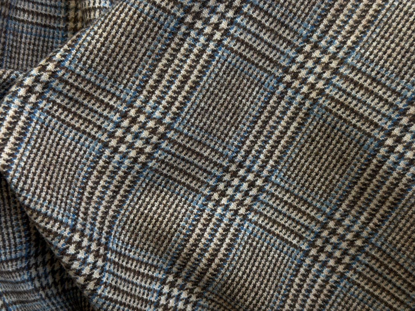 Heritage Label - Italian Plaid Wool Flannel Suiting - Brown, Tan & Blue