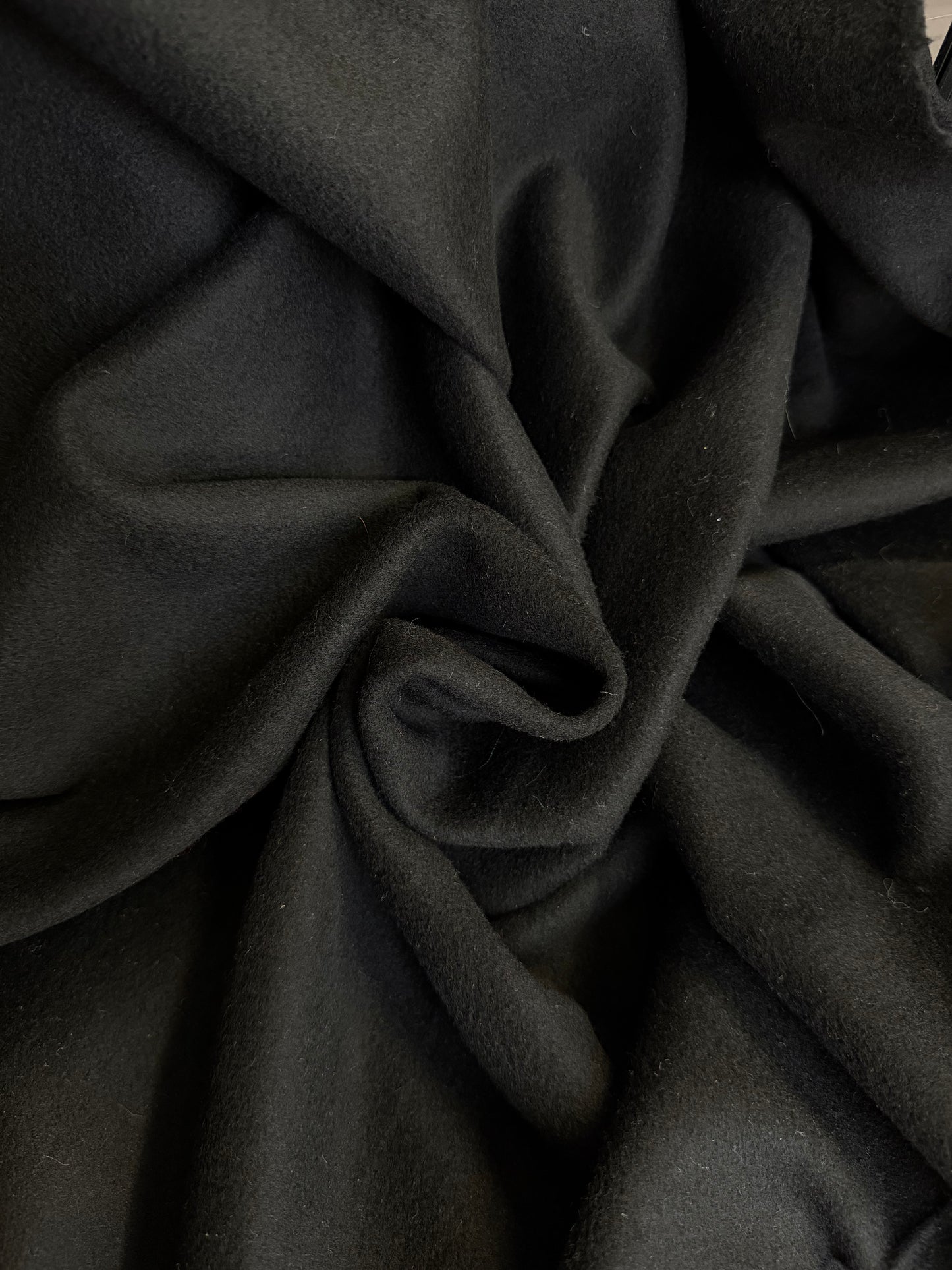 Designer Italian Melton Wool - Jet Black