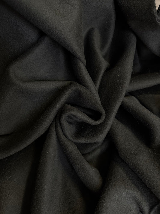 Designer Italian Melton Wool - Jet Black