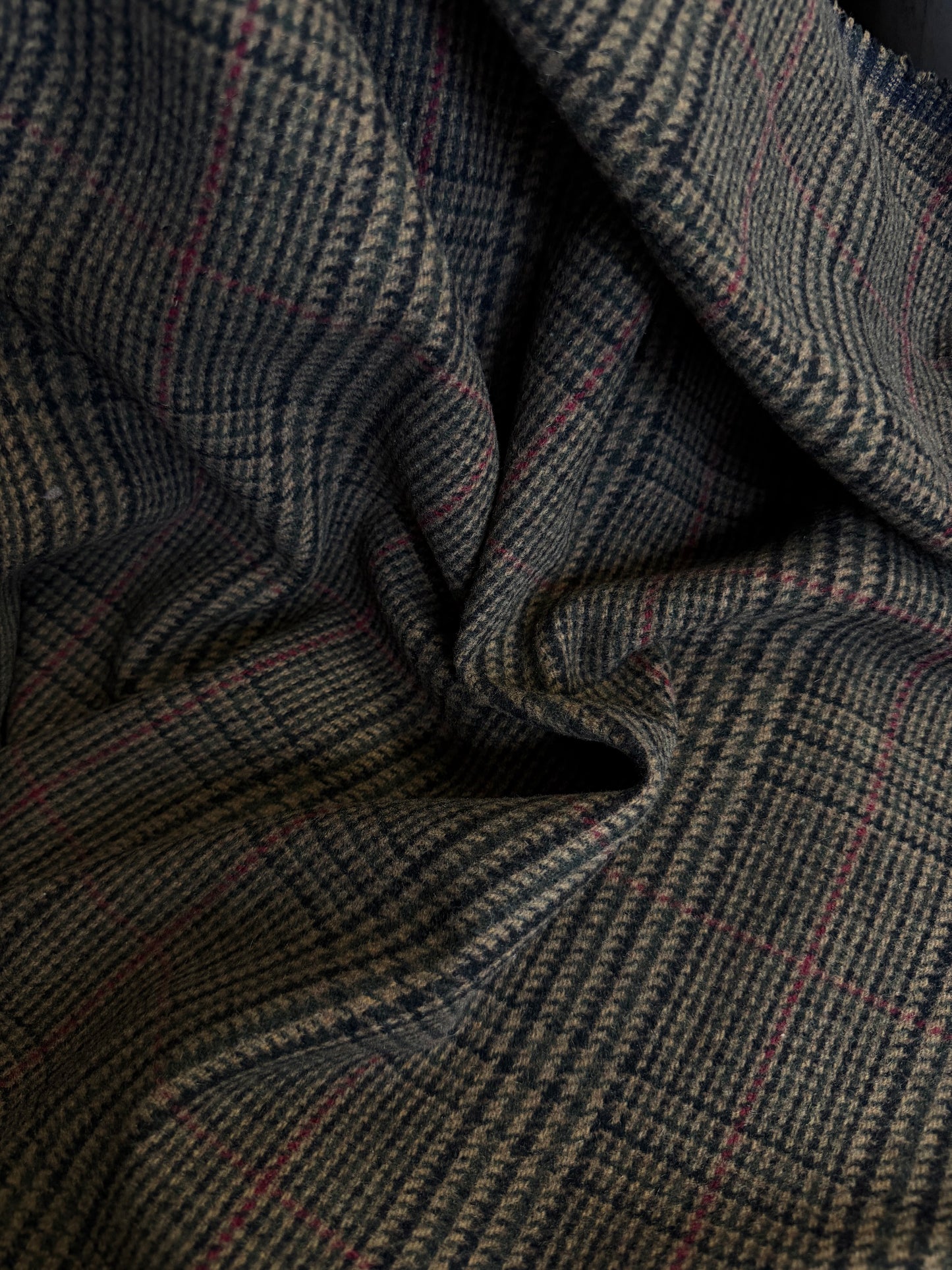 Heritage Label - Italian Plaid Melton Wool - Brown, Green, Red & Black