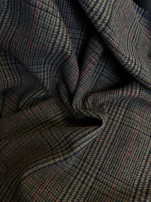 Heritage Label - Italian Plaid Melton Wool - Brown, Green, Red & Black