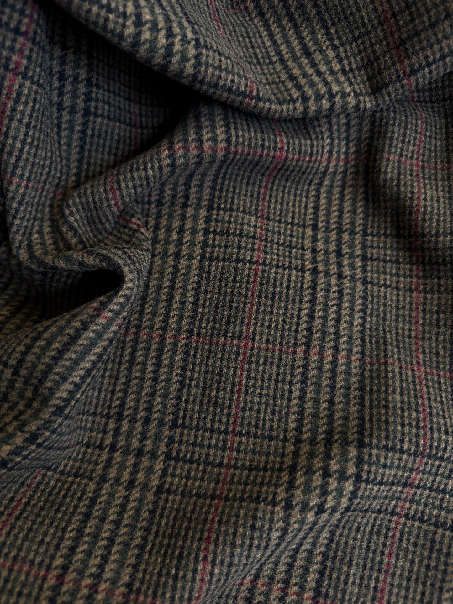 Heritage Label - Italian Plaid Melton Wool - Brown, Green, Red & Black