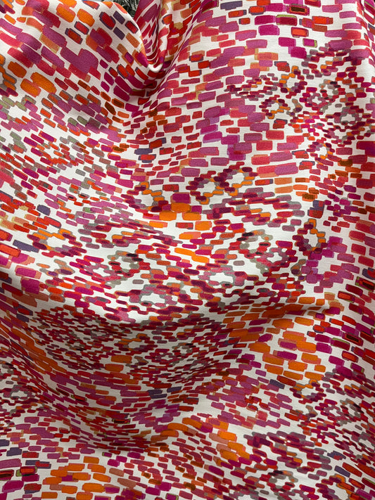 Printed Italian Stretch Cotton Twill - Abstract Brick
