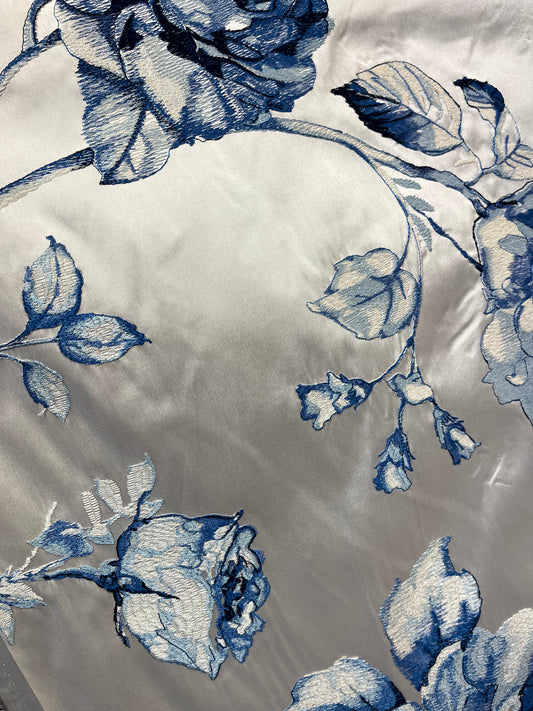 Italian Embroidered Mikado - Chinoiserie Floral