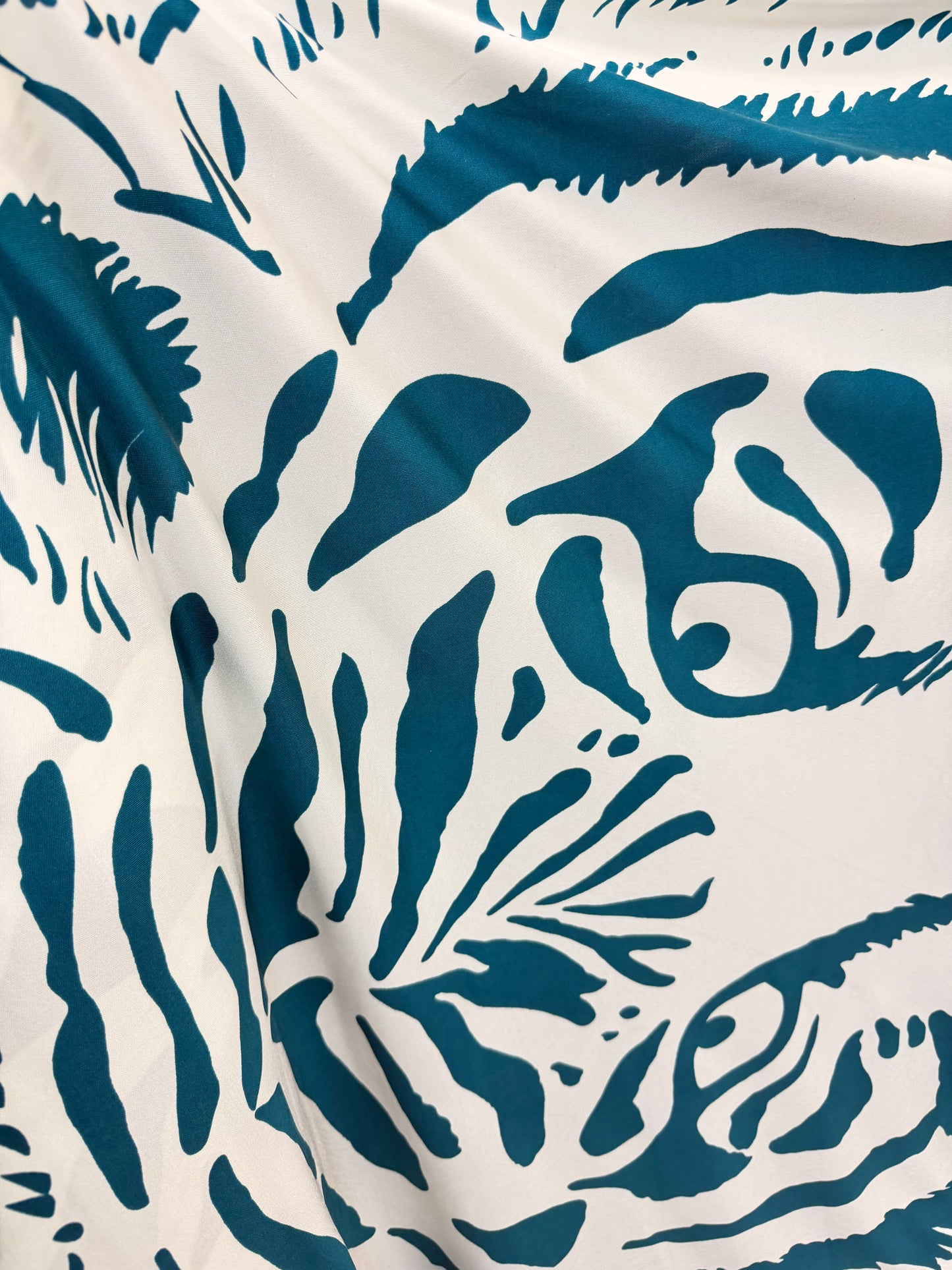 Printed Silk Jersey - Teal Blue Tiger