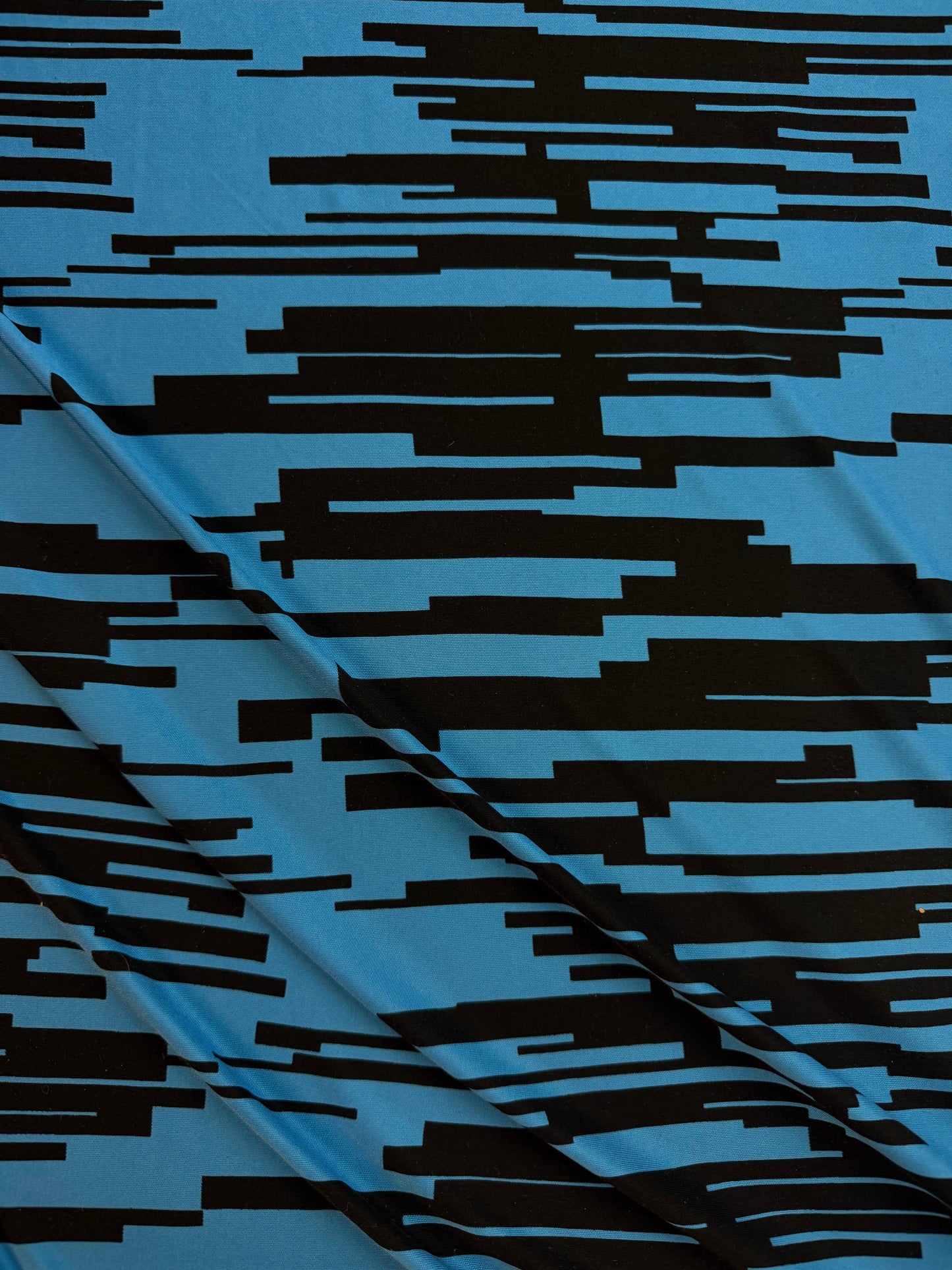 Printed Silk Jersey - Geometric Blue & Black