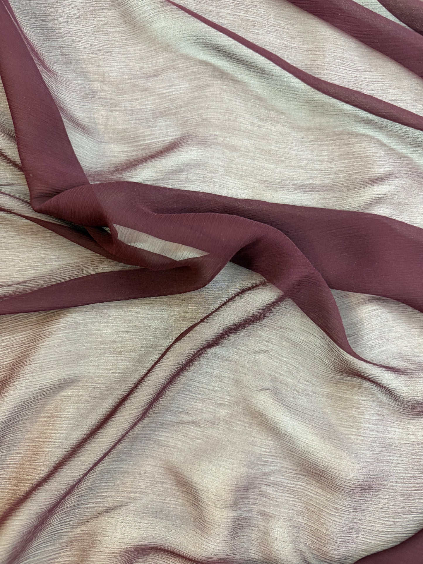Crinkled Silk Chiffon Wide - Burgundy Mauve