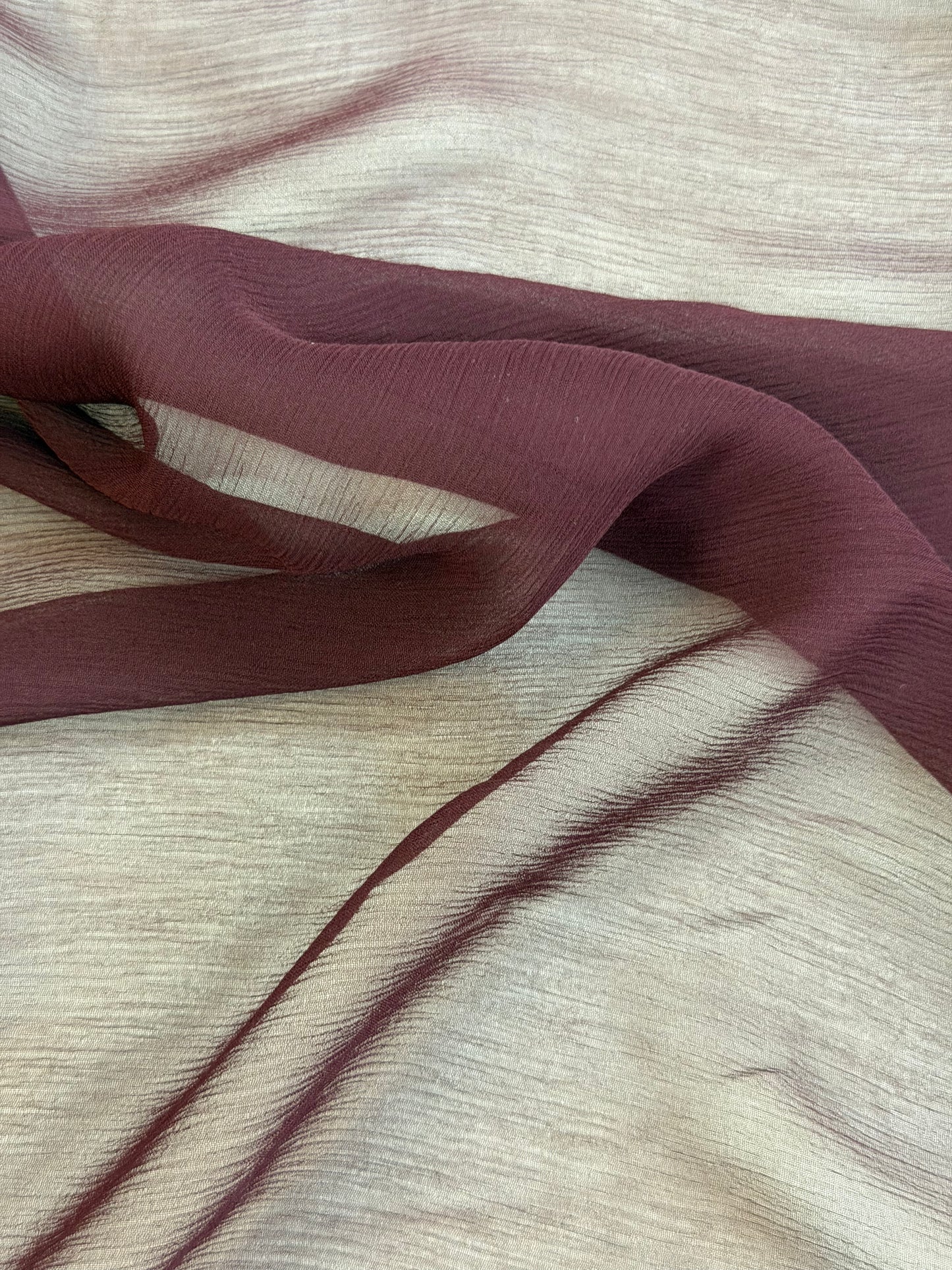 Crinkled Silk Chiffon Wide - Burgundy Mauve
