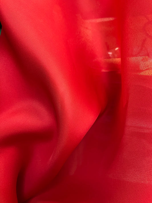 Silk Satin Face Organza - Red