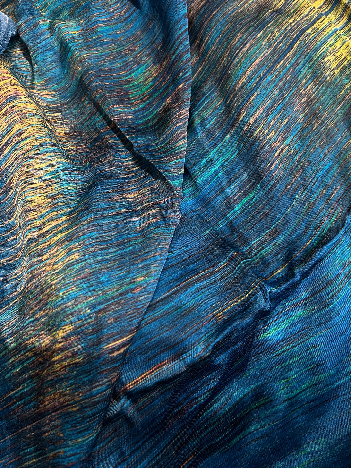 Digital Printed Rayon Charmeuse - Blue & Yellow