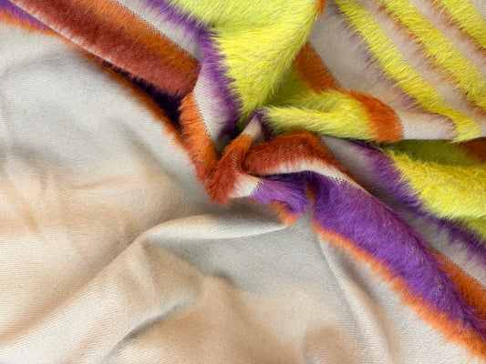 Wool Mohair - Panel Stripes - Beige & Multicolor