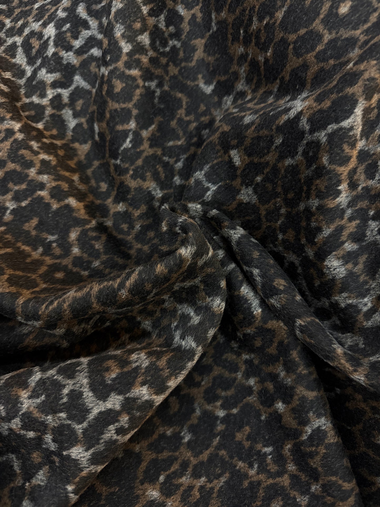 Italian Melton Wool - Grey, Brown & Black Cheetah