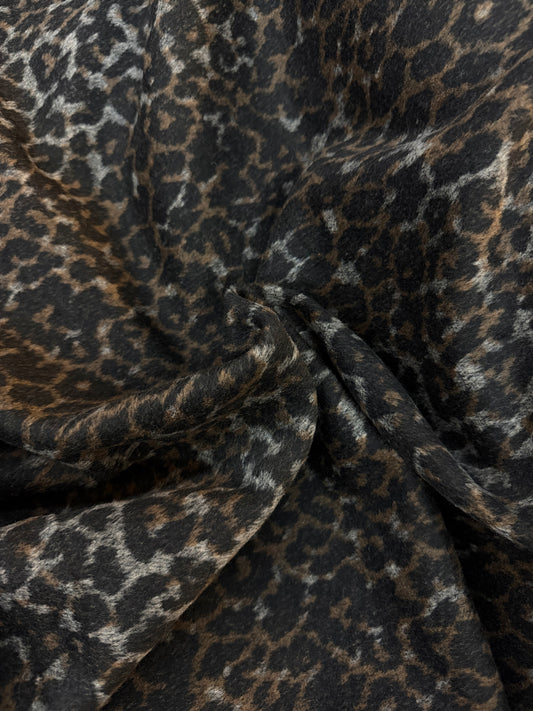 Italian Melton Wool - Grey, Brown & Black Cheetah