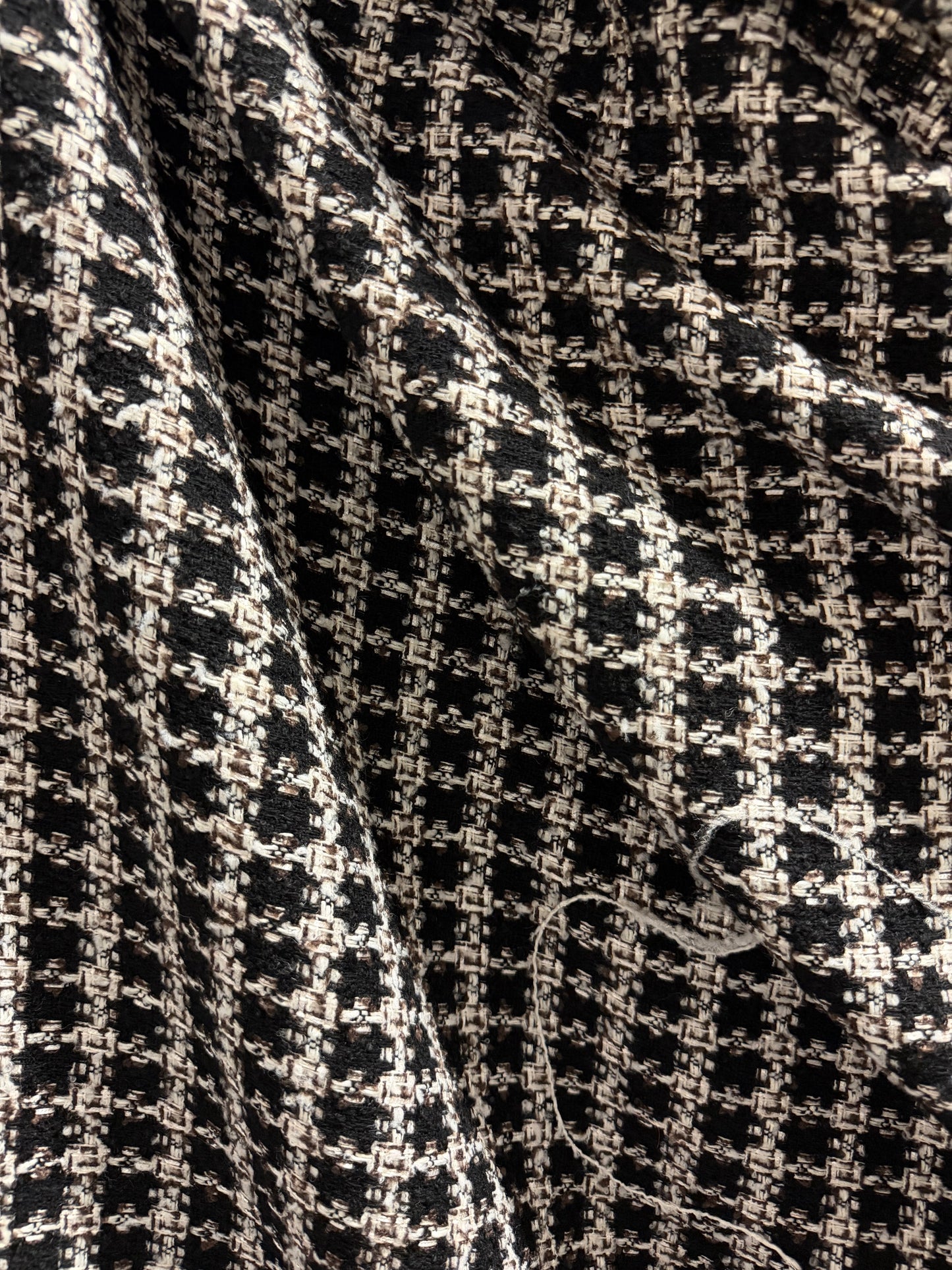Designer Wool Blend Boucle - Brown, Black, White & Lurex