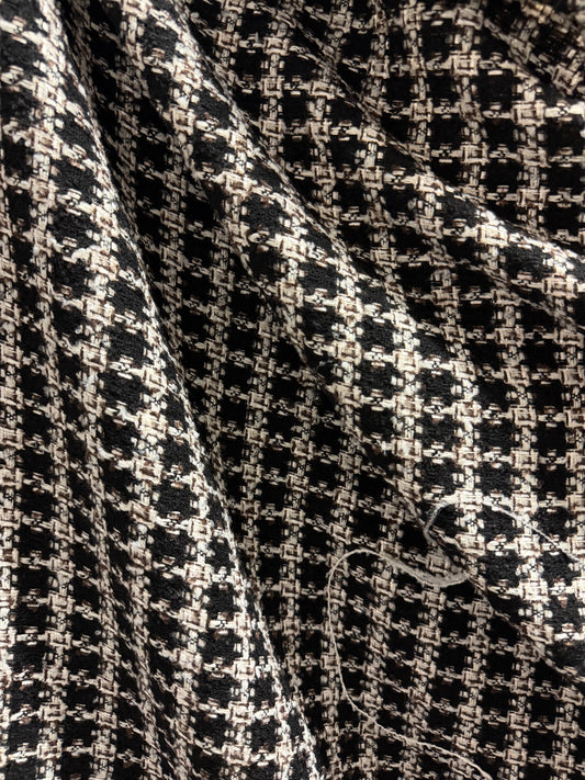 Designer Wool Blend Boucle - Brown, Black, White & Lurex