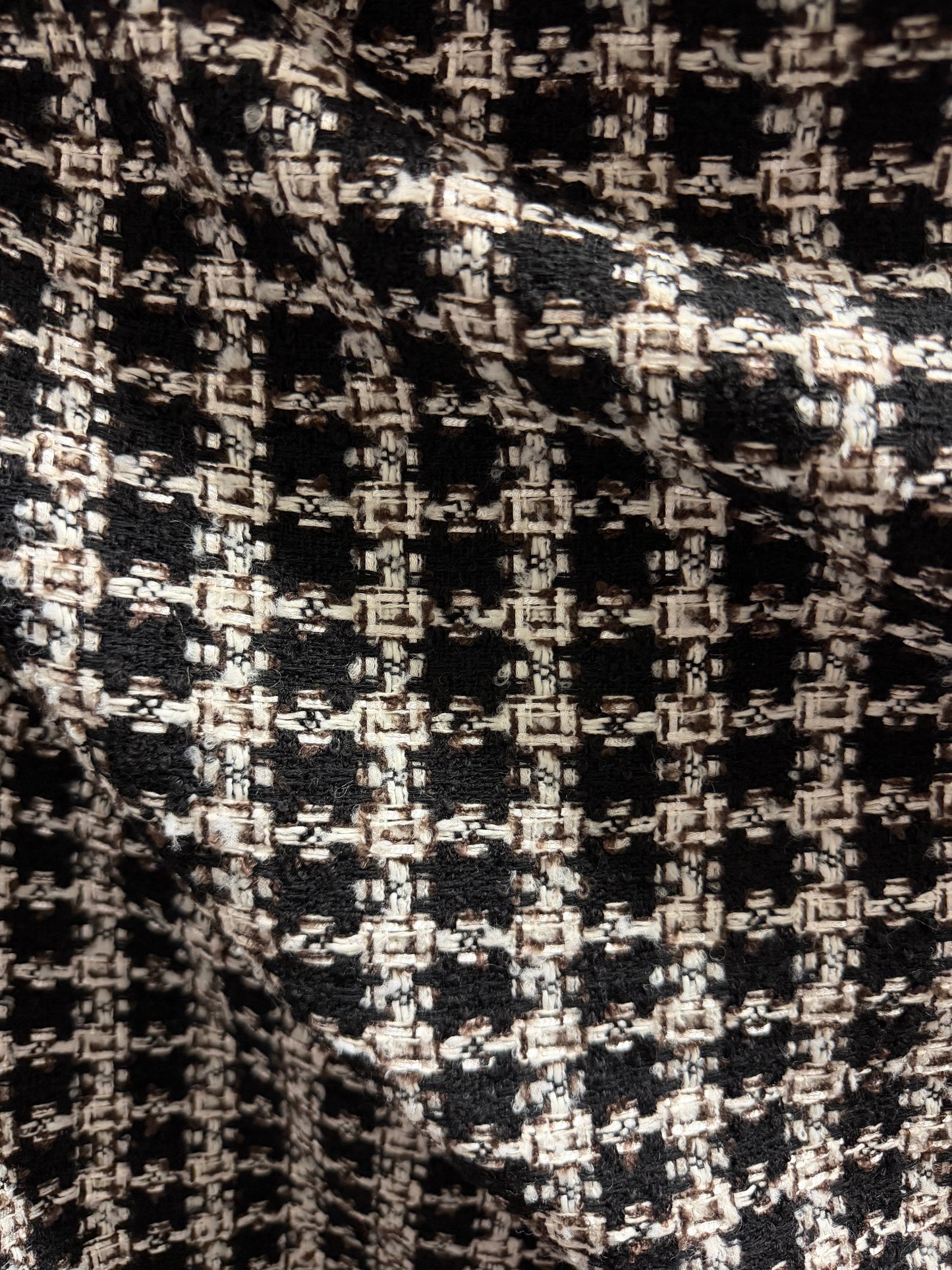 Designer Wool Blend Boucle - Brown, Black, White & Lurex