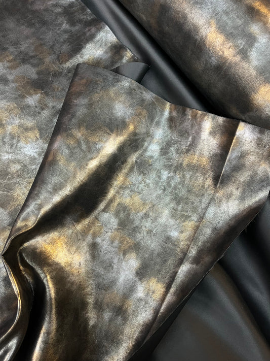 Poly Duchess Satin - Double Faced - Olive Green & Tonal Metallic