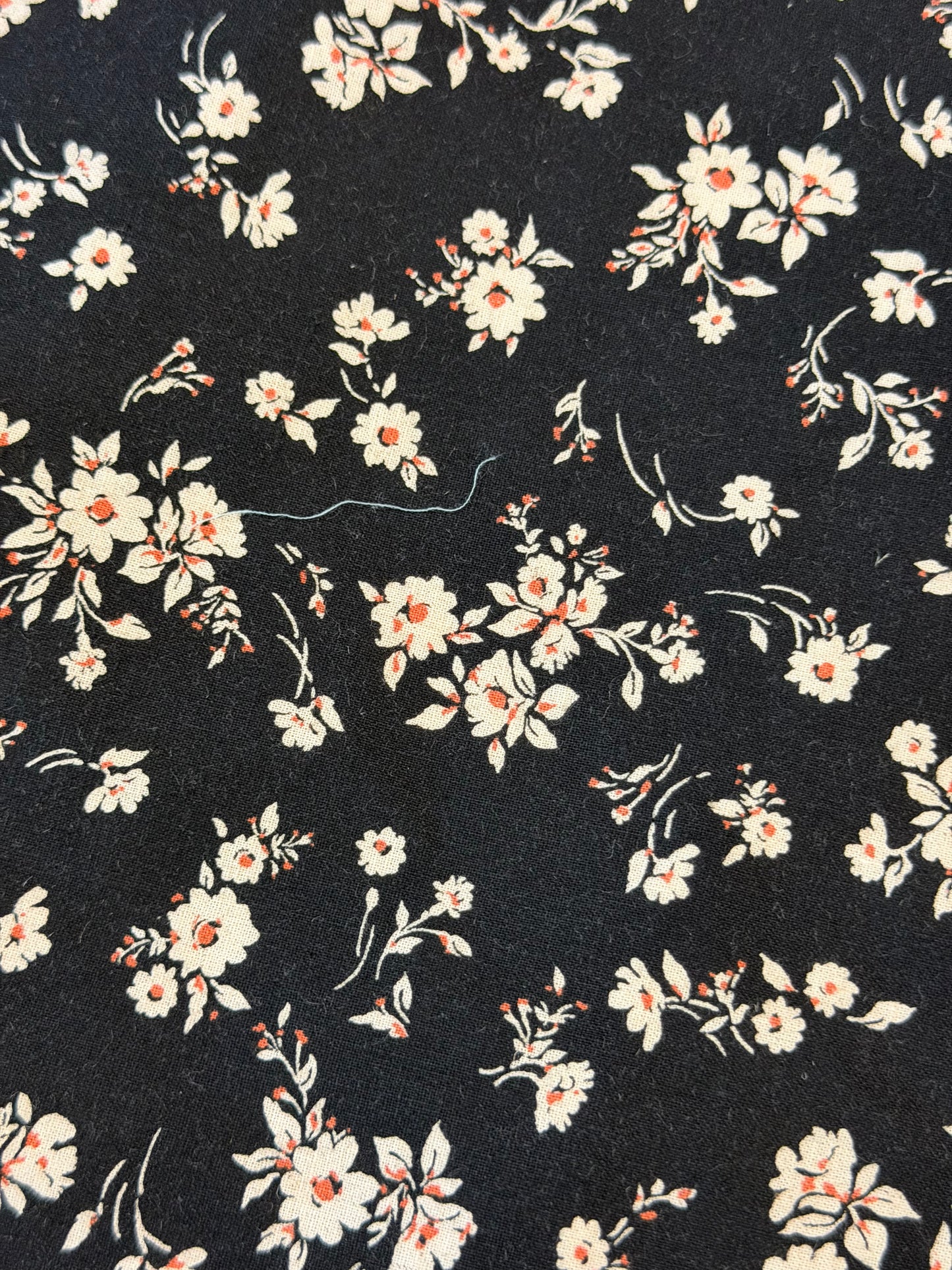 Ditsy Floral Printed Cotton - Black, Beige & Peach