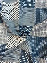 Cotton Shirting - Patchwork Print - White & Teal