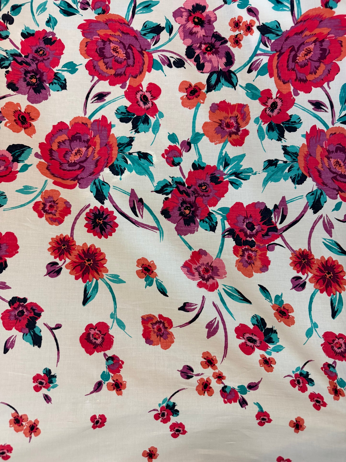 Cotton Sateen - Floral Boarder Print