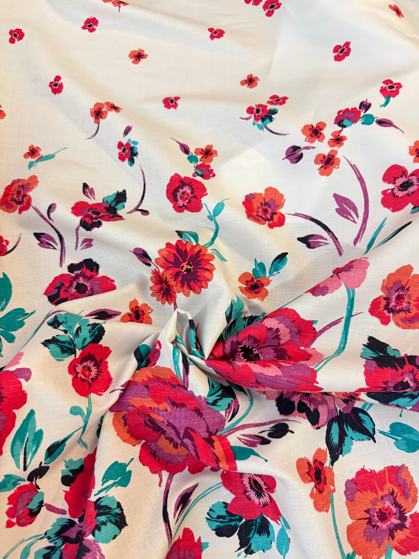Cotton Sateen - Floral Boarder Print