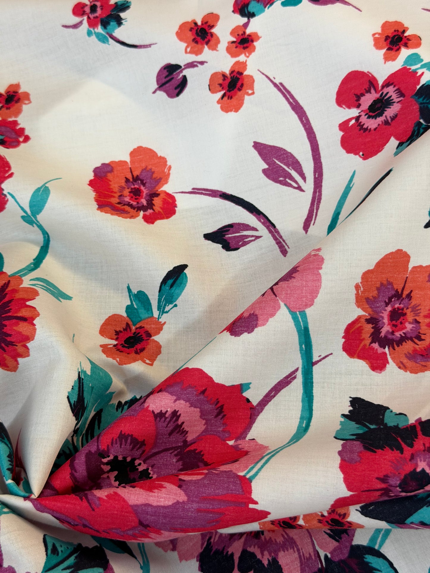 Cotton Sateen - Floral Boarder Print