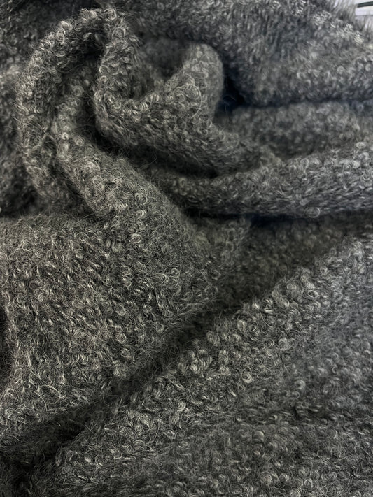 Italian Curly Textured Wool Boucle - Grey