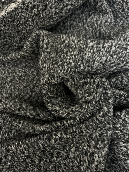 Italian Designer Alpaca Wool Boucle - Grey & Black