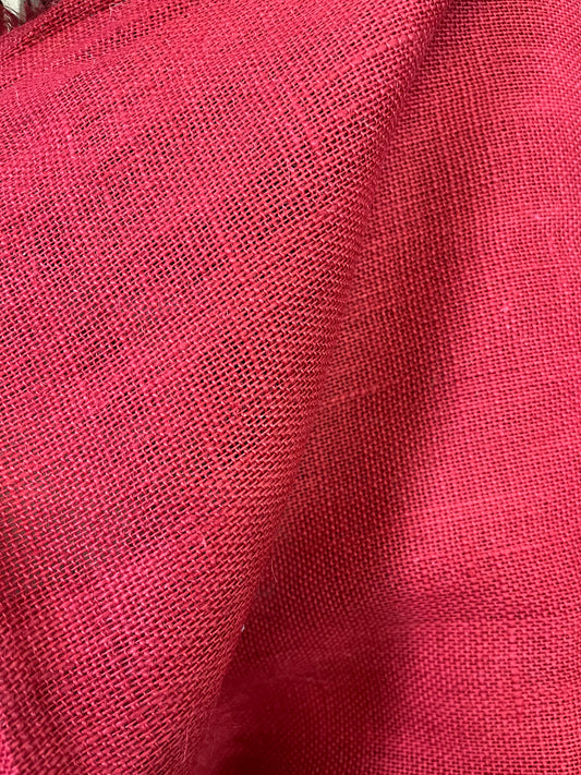 Natural Burlap - Derby Red
