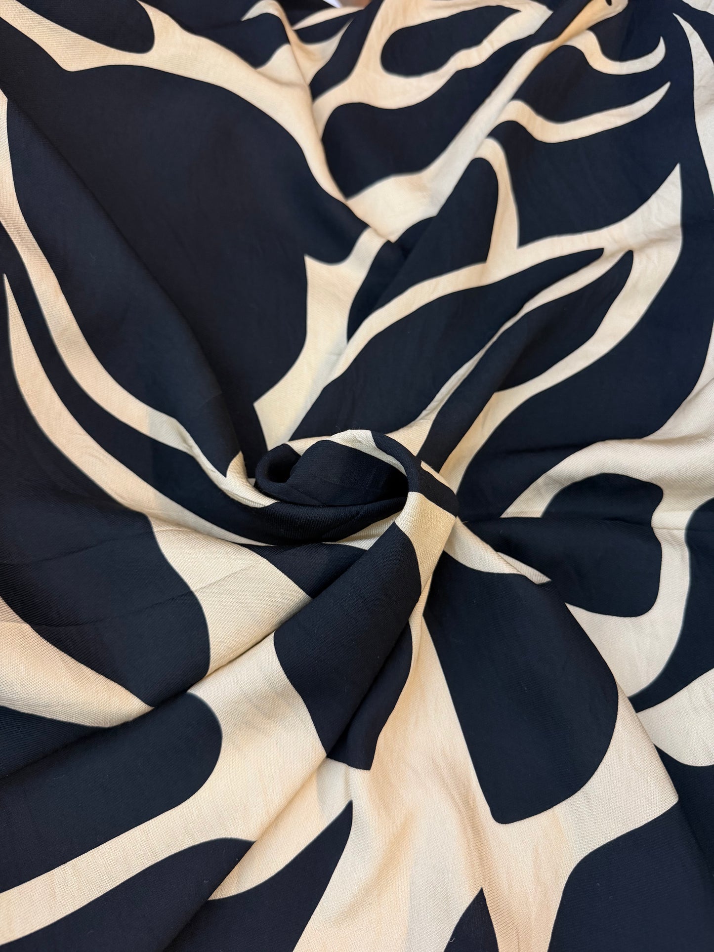 Jumbo Printed Rayon Twill - Black & Beige