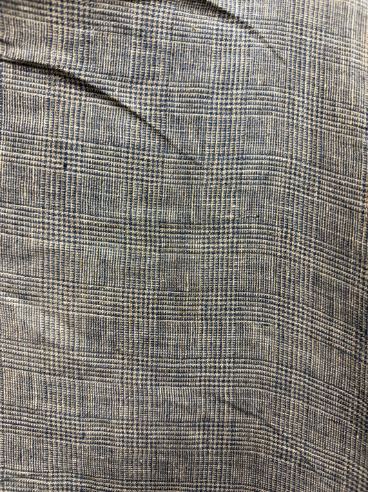 Woven Plaid Linen - Blue & Beige