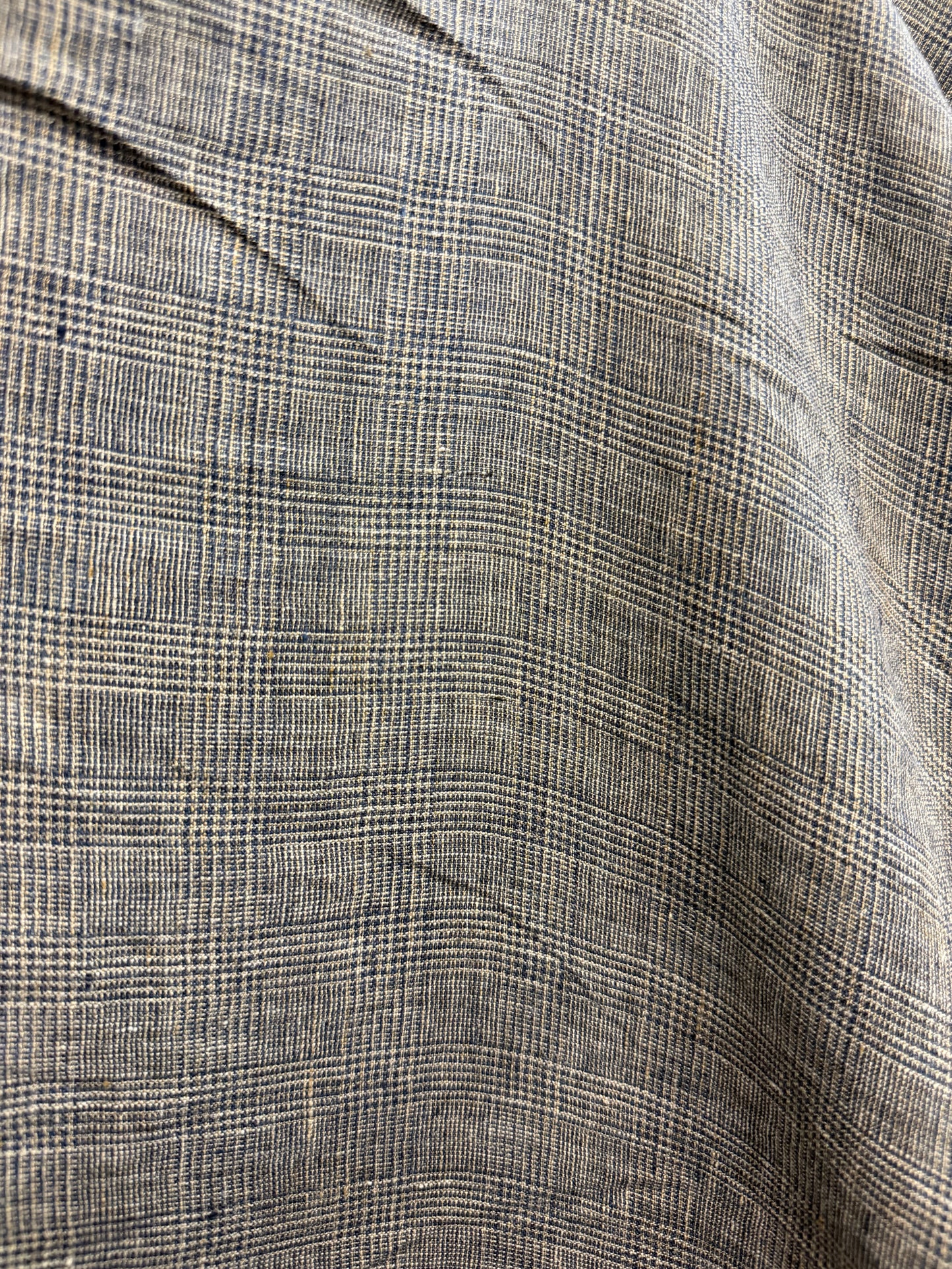 Woven Plaid Linen - Blue & Beige