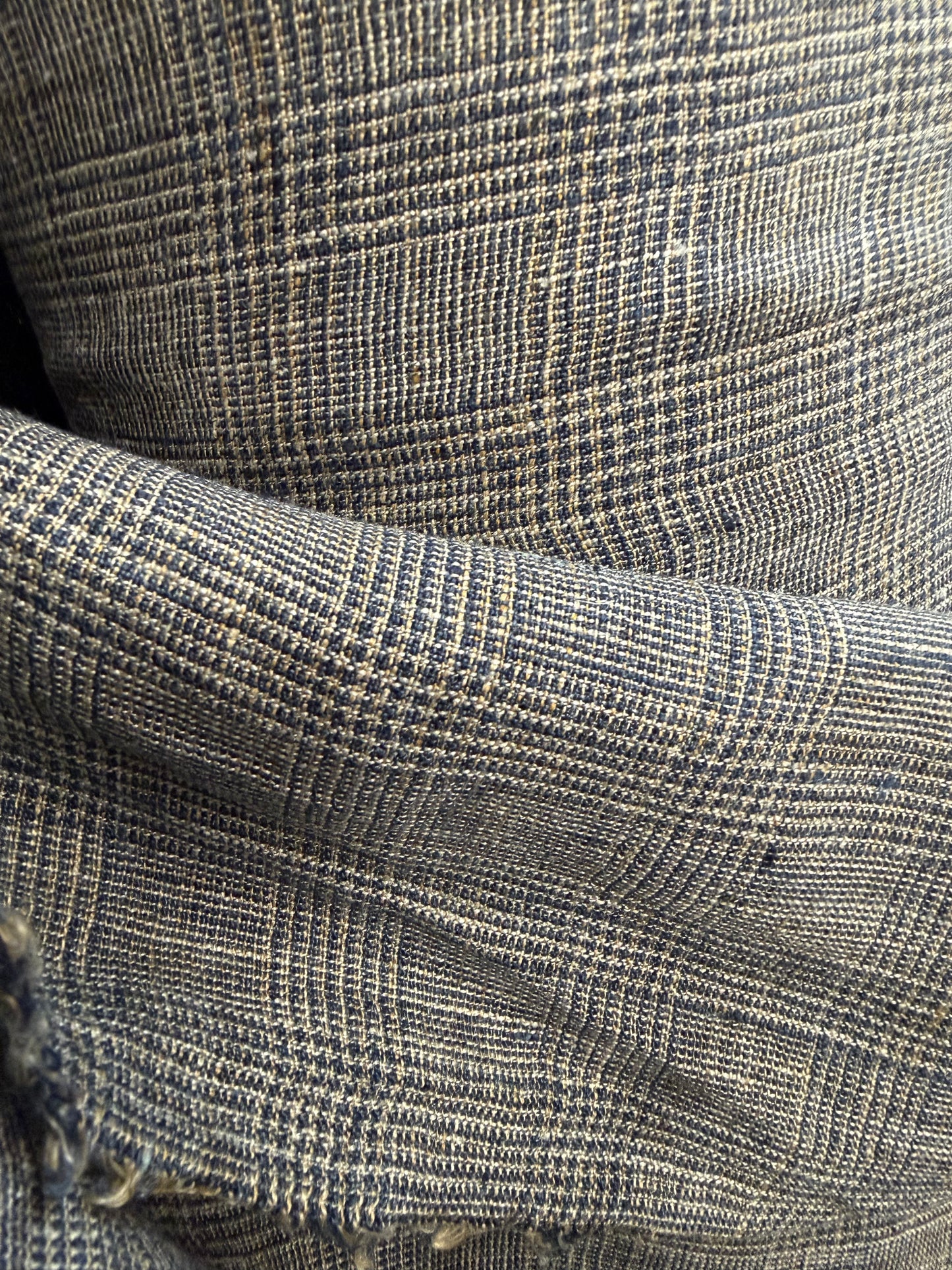 Woven Plaid Linen - Blue & Beige