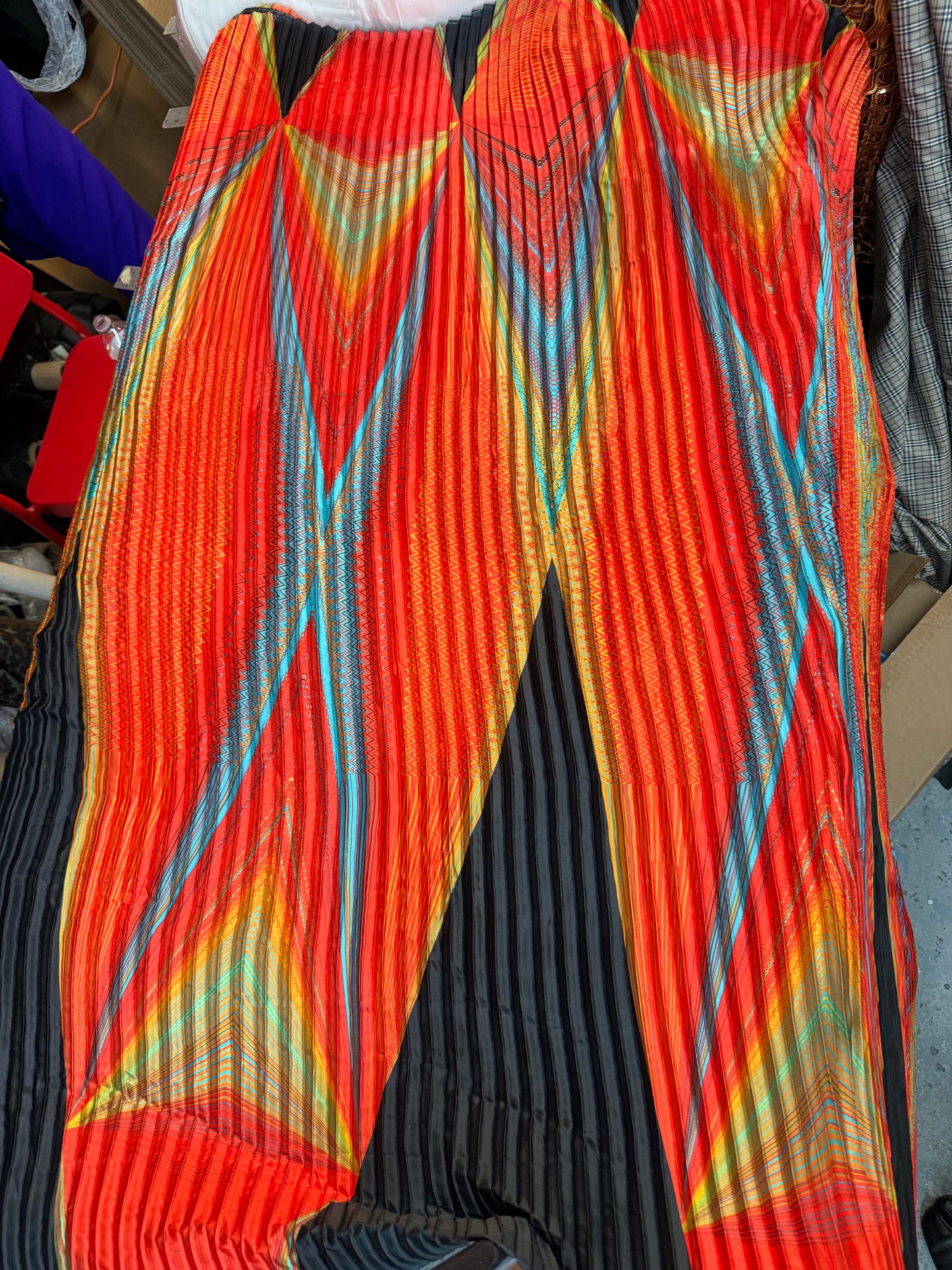 Abstract Print Pleated Poly - Chevron Multicolor