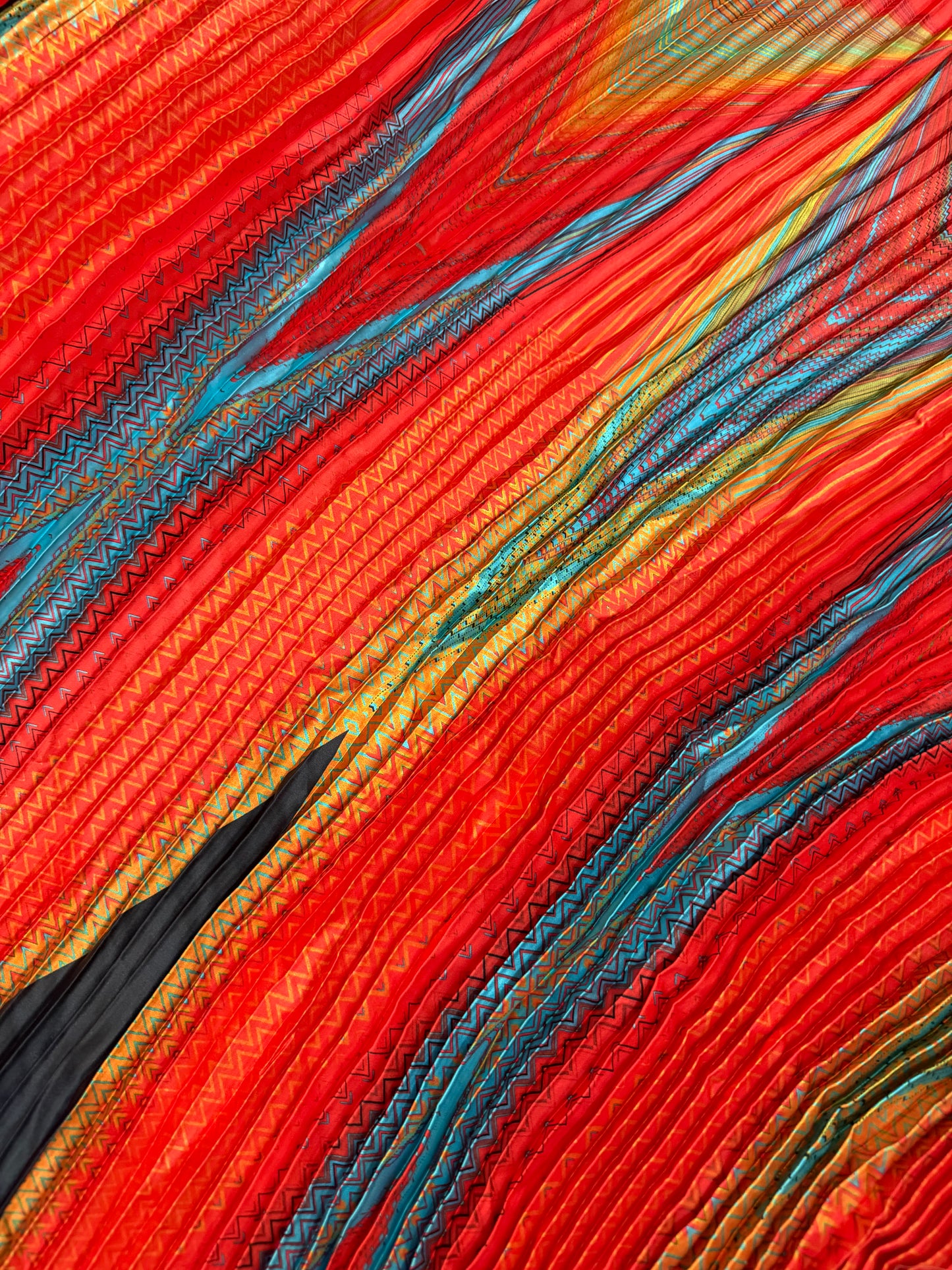 Abstract Print Pleated Poly - Chevron Multicolor