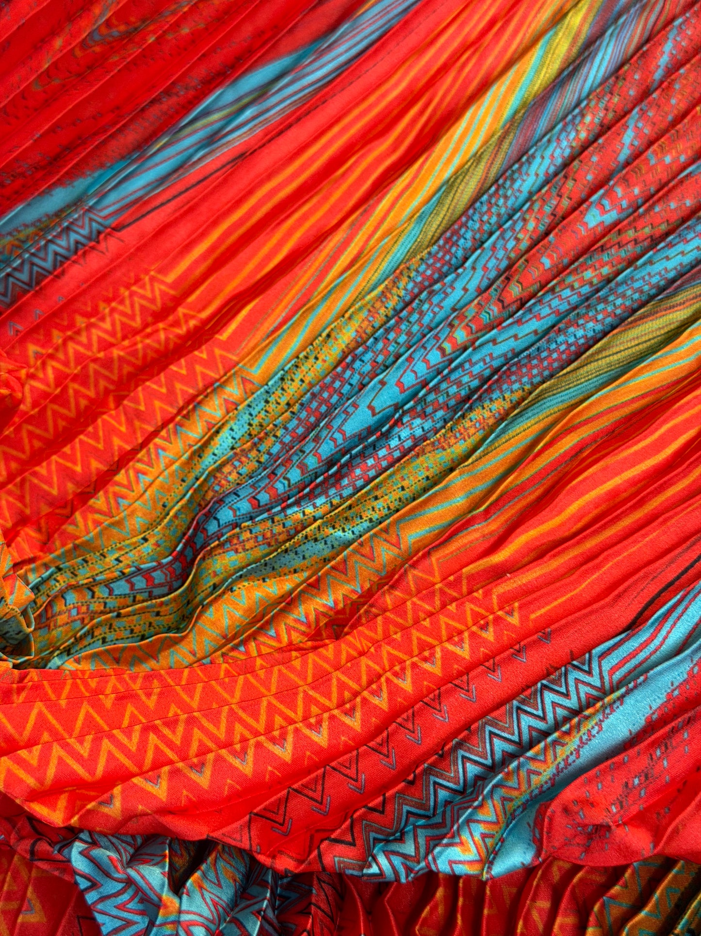 Abstract Print Pleated Poly - Chevron Multicolor