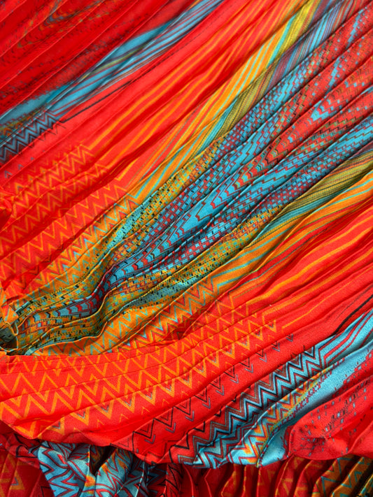 Abstract Print Pleated Poly - Chevron Multicolor