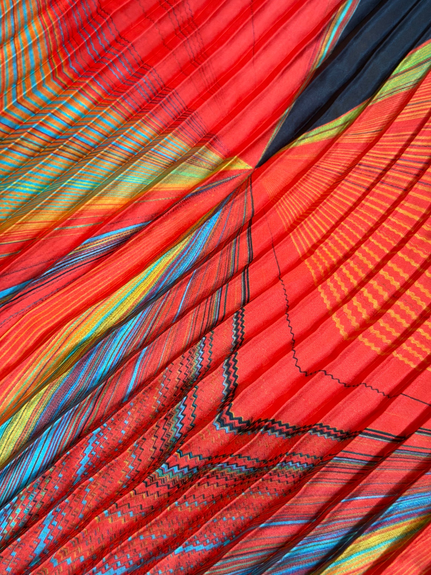 Abstract Print Pleated Poly - Chevron Multicolor