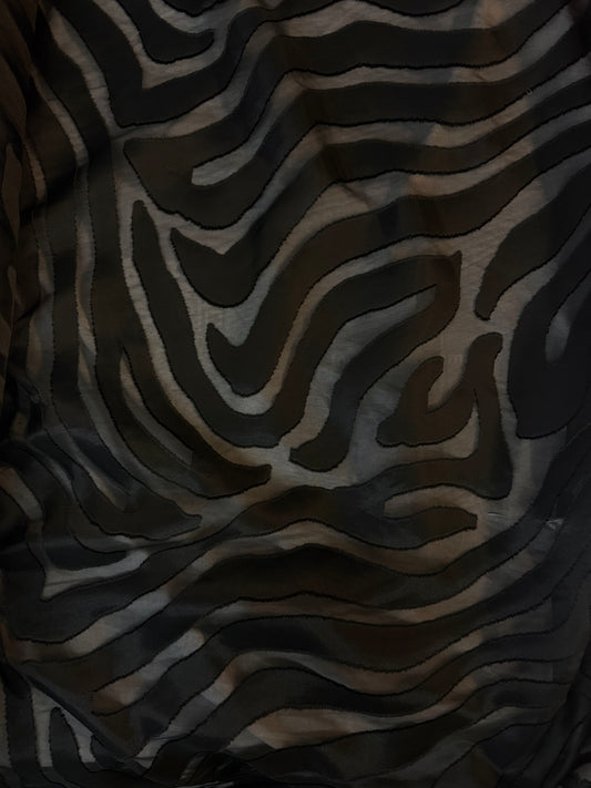 Silk Blend Organza Jacquard - Black Zebra