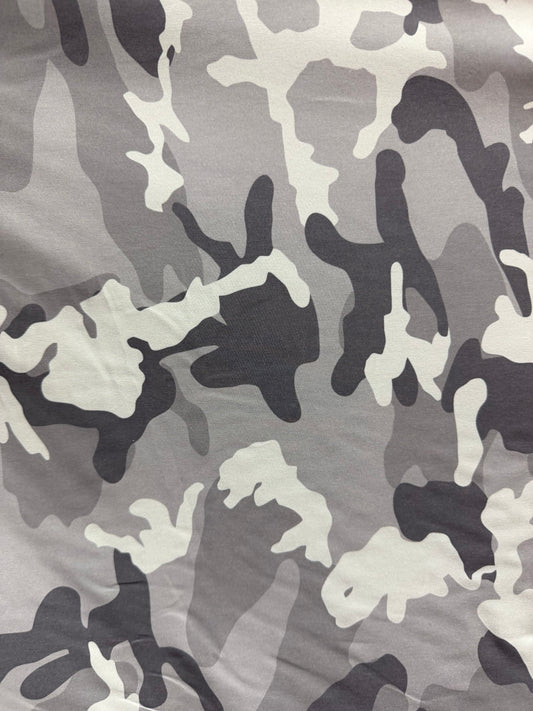 Greyscale Camo Stretch Print - Rayon Spandex