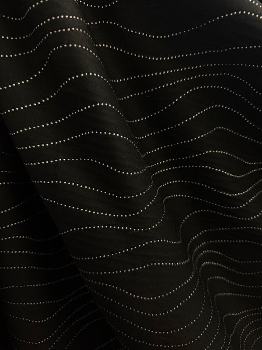 Italian Embellished Cotton Twill - Black & Silver