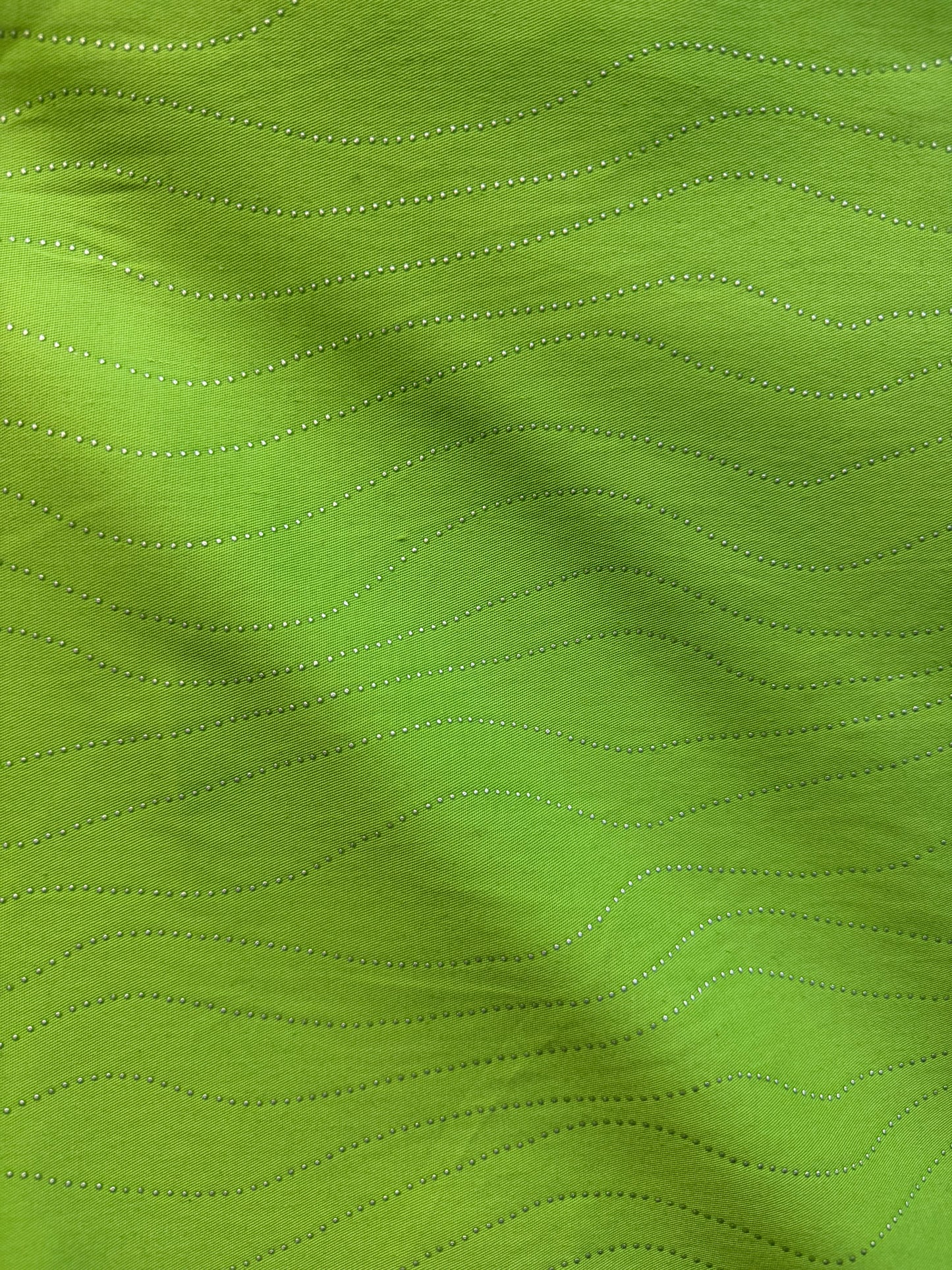 Embellished Cotton Twill - Lime & Silver